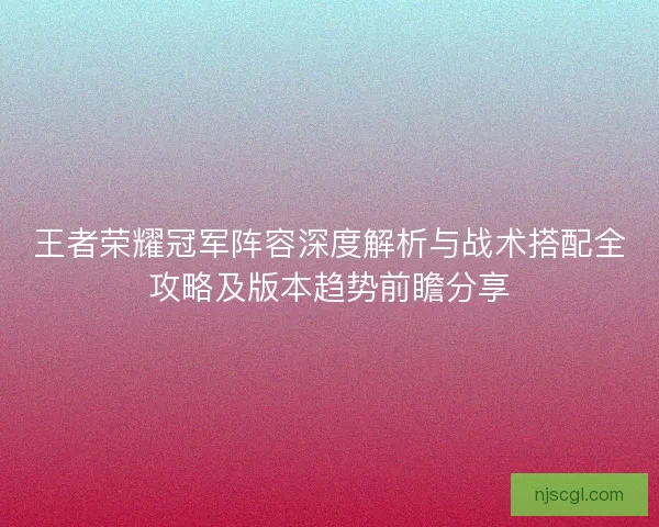 王者荣耀冠军阵容深度解析与战术搭配全攻略及版本趋势前瞻分享