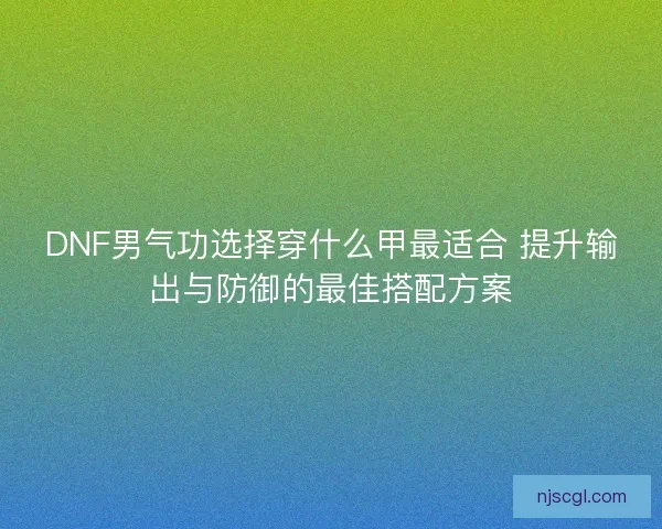 DNF男气功选择穿什么甲最适合 提升输出与防御的最佳搭配方案