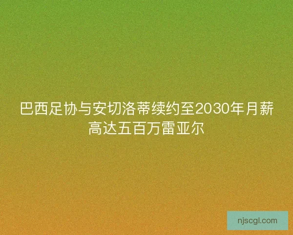 巴西足协与安切洛蒂续约至2030年月薪高达五百万雷亚尔