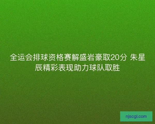 全运会排球资格赛解盛岩豪取20分 朱星辰精彩表现助力球队取胜