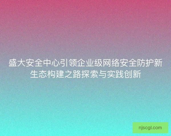盛大安全中心引领企业级网络安全防护新生态构建之路探索与实践创新